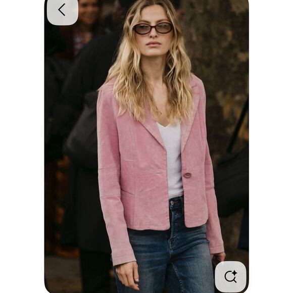 Vintage Blush Pink 100% Suede Leather Jacket Patina Small - Picture 11 of 13